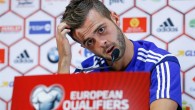 epa04909498 Bosnia's Miralem Pjanic speaks during a press conference at Baudouin Stadium in Brussels, Belgium, 02 September 2015. Bosnia and Herzegovina will face Belgium in the UEFA EURO 2016 group B qualifying soccer match on 03 September 2015.  EPA/LAURENT DUBRULE